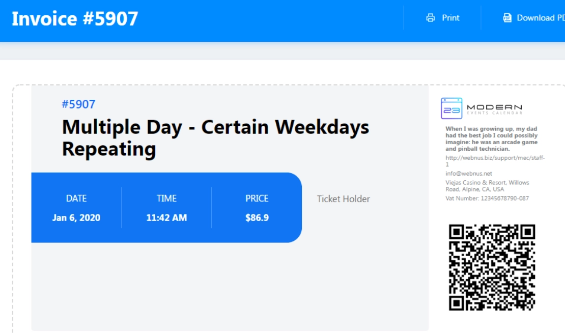 Webnus Ticket and Invoice Addon 1.4.0 GPL Plugins